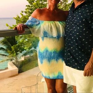 Blue Blush tie dye ruched dress